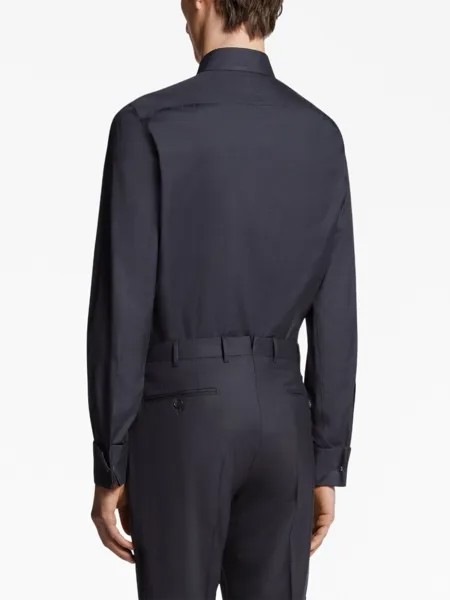 Zegna Trofeo long-sleeve evening shirt, синий
