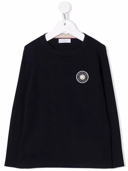 Brunello Cucinelli Kids джемпер тонкой вязки с нашивкой-логотипом