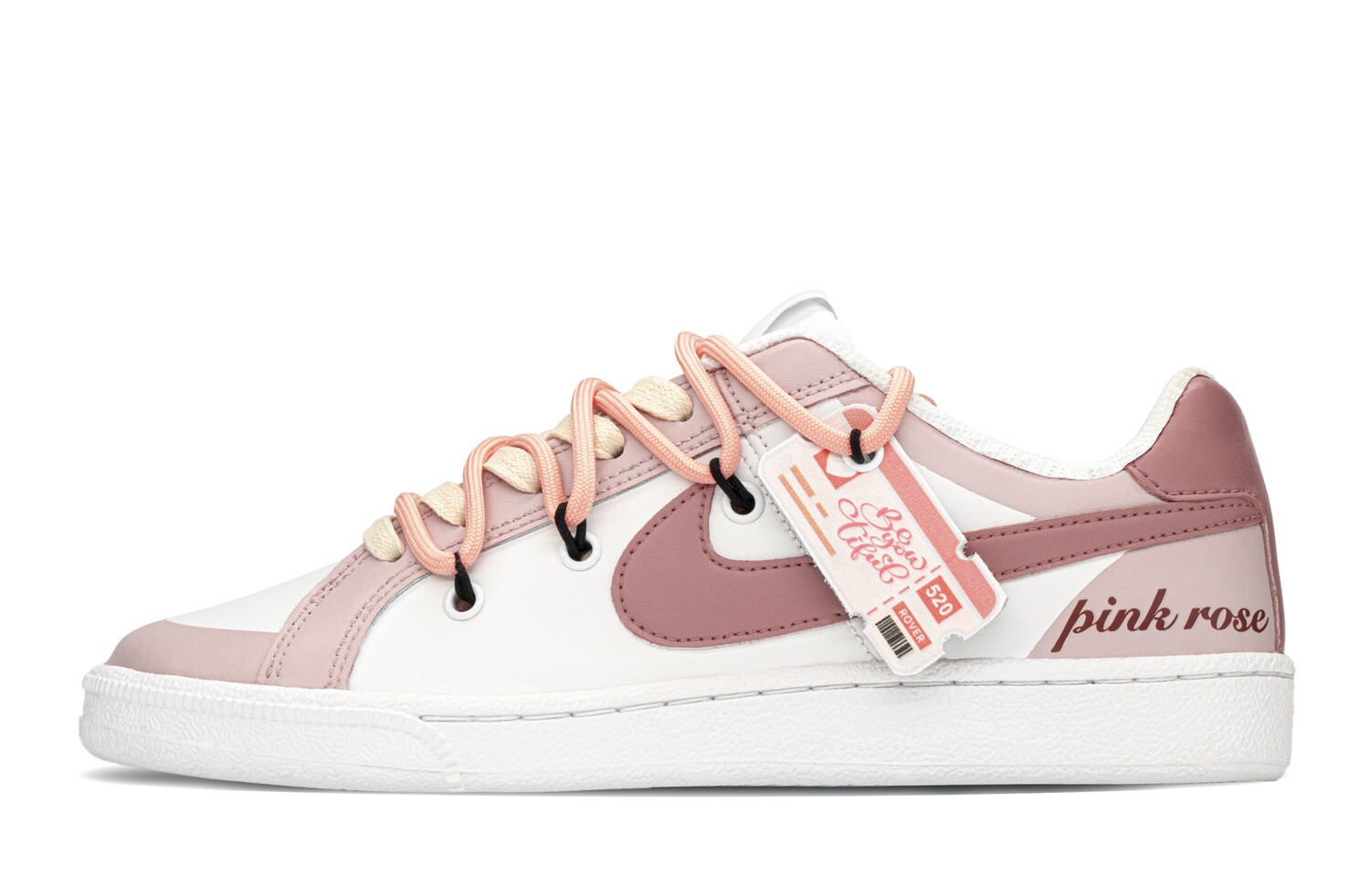 Кроссовки Nike Court Royale Skateboarding Shoes Women's Low-top Beige/Pink, белый/фиолетовый