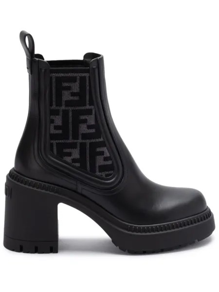 FENDI 65-миллиметровые ботинки с монограммой, черный