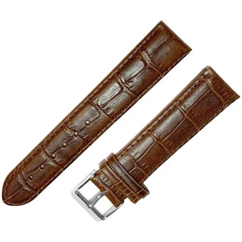 Ремешок 2005-01-1-2 МП Kroko KAGAWA Коричневый кожаный ремень для наручных часов из натуральной кожи 20 мм матовый крокодил