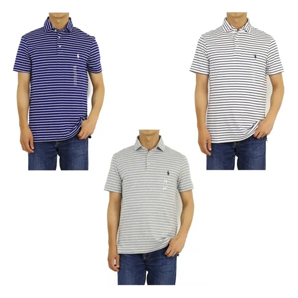 Рубашка поло с короткими рукавами и полосатой каймой Polo Ralph Lauren — 3 цвета —