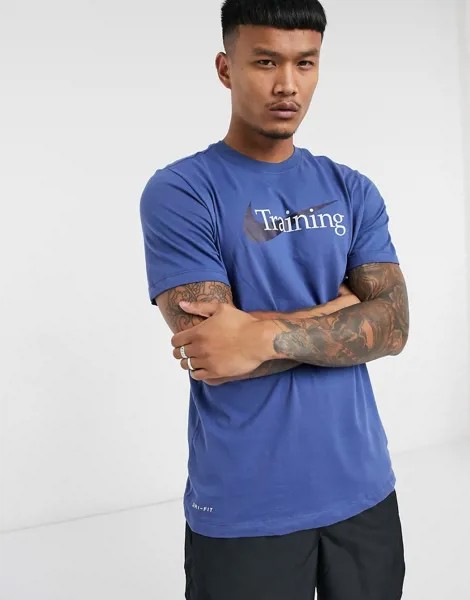Синяя футболка с логотипом Nike Training-Синий