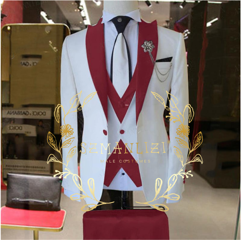 Костюм Homme Mariage 2022, Блейзер, новейший дизайн, пальто, брюки, модные элегантные мужские костюмы, 3 предмета, Свадебный костюм для жениха, смокин...