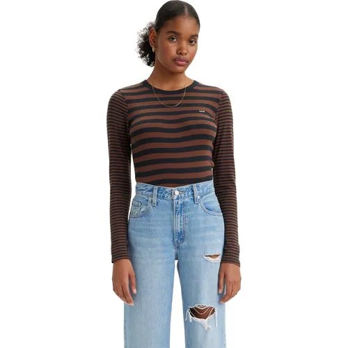 Лонгслив Levi's, хлопок, размер S, коричневый