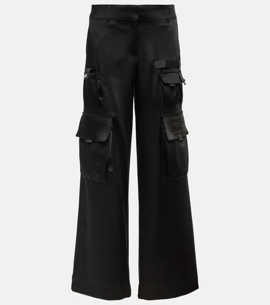 Атласные брюки-карго Off-White, черный