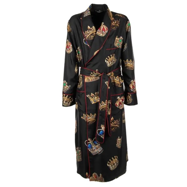 DOLCE - GABBANA Шелковое платье с принтом Crown King, халат, черный 12229