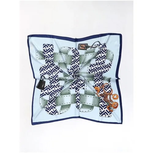 Шарф шелковый с абстрактным рисунком в синем цвете
