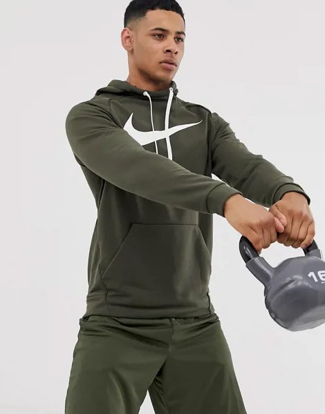Худи цвета хаки с логотипом Nike Training-Зеленый