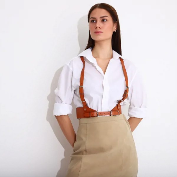 Портупея на пряжках, цвет рыжий