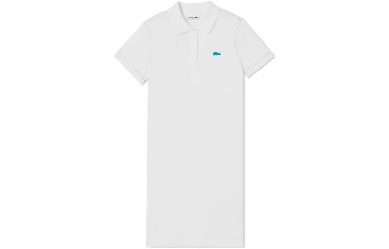 Платье с короткими рукавами женское белое Lacoste
