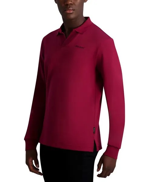 Мужская трикотажная рубашка-поло с длинным рукавом и воротником Johnny с фирменным логотипом KARL LAGERFELD PARIS, фиолетовый