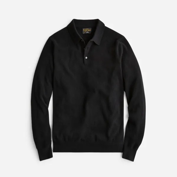 Кашемировый свитер-поло с воротником J.Crew, черный