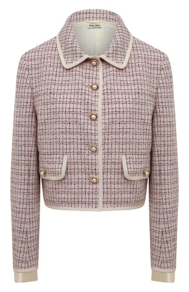Жакет из шерсти и хлопка Miu Miu