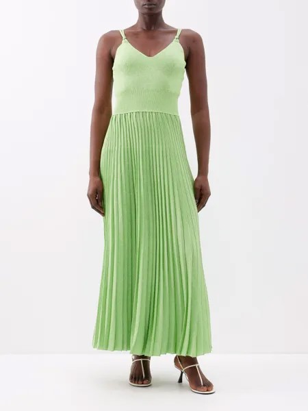 Плиссированное платье с люрексом Proenza Schouler, зеленый