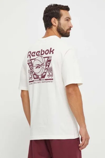 Баскетбольная хлопковая футболка Reebok Classic, бежевый
