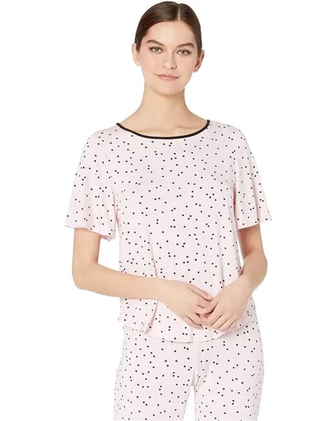 Пижамный комплект Kate Spade New York Evergreen Modal Jersey Short Sleeve Cropped PJ Set, цвет Scattered Dot Pink