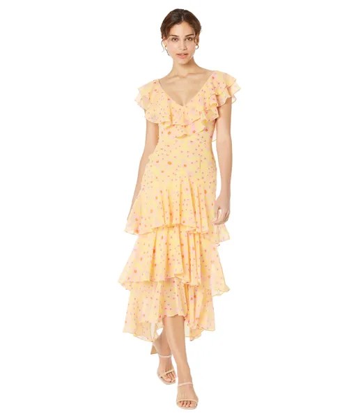 Платье WAYF, Chelsea Tiered Ruffle Hem Midi Dress