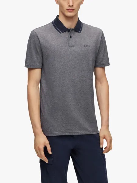Рубашка поло из оксфордского пике BOSS Peoxford HUGO BOSS, серый/синий