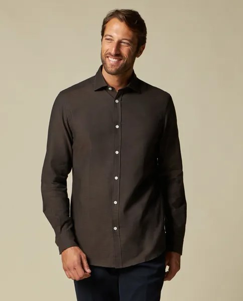 Rumford мужская рубашка из чистого хлопка, окрашенная в пряже RUMFORD, темно-коричневый