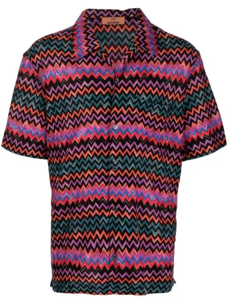 Missoni рубашка с узором зигзаг, фиолетовый