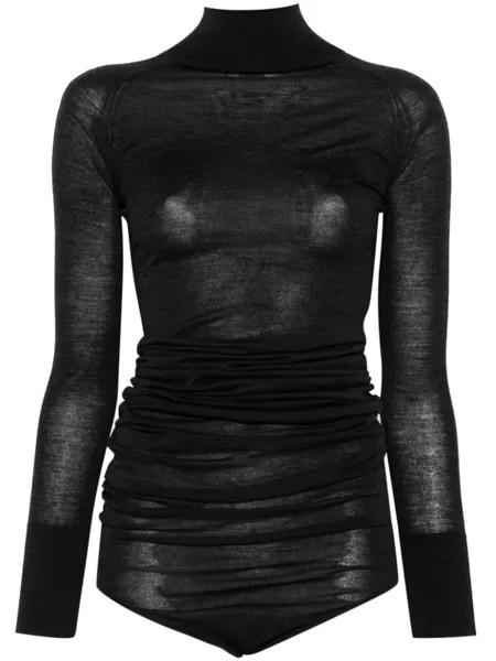 Alaïa трикотажный боди с драпировкой, серый