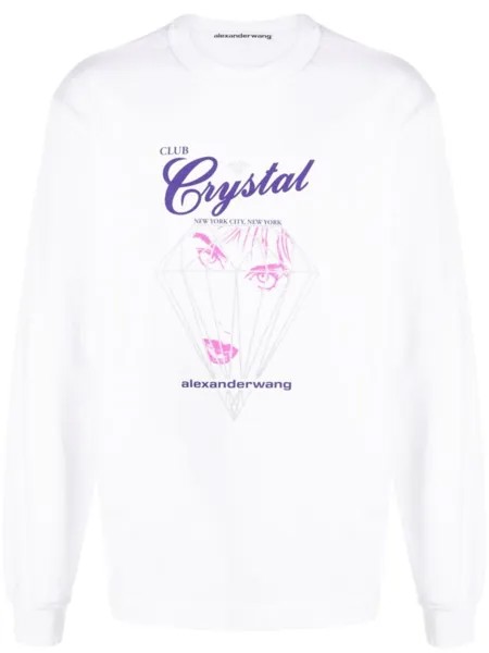 Alexander Wang футболка Club Crystal с графичным принтом, белый