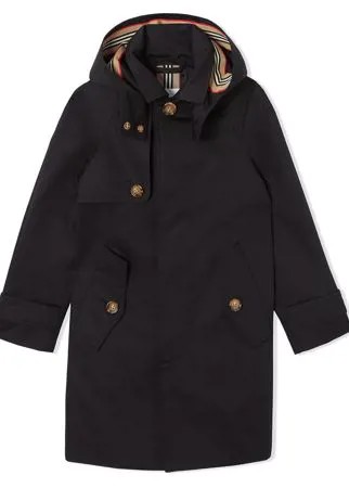 Burberry Kids пальто со съемным капюшоном в полоску Icon Stripe