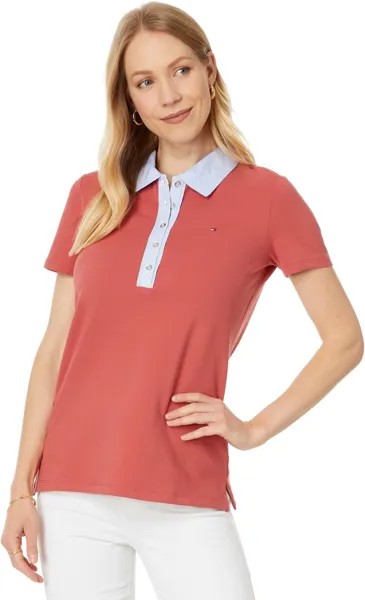 Поло Tommy Hilfiger Mixed Media Short Sleeve Polo, цвет Mineral Red