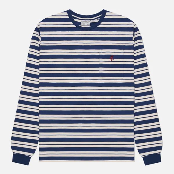 Мужской лонгслив Gramicci Striped One Point синий, Размер S