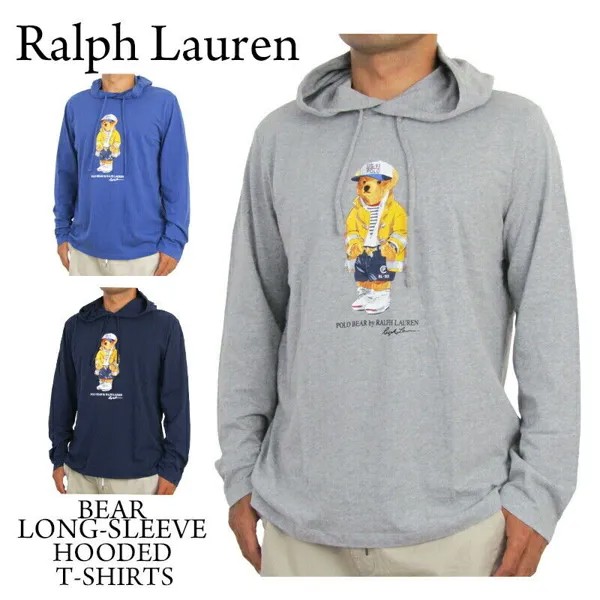 Футболка Polo Ralph Lauren с капюшоном и медведем с длинными рукавами — 3 цвета — Preppy Bear