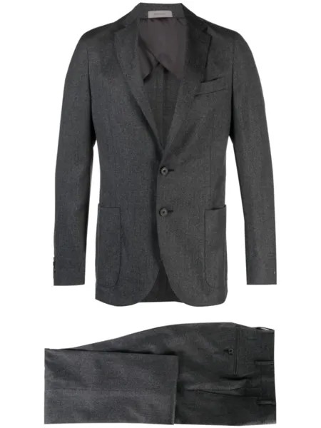 Corneliani меланжевый костюм с однобортным пиджаком, серый