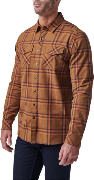 Рубашка 5.11 Tactical Gunner Plaid Long Sleeve, цвет Roasted Barley Plaid