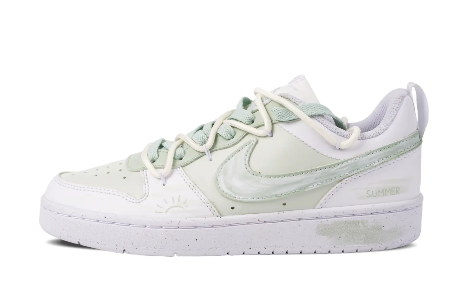 Кроссовки Nike Court Borough Skateboarding Shoes Women's Low-top White/green, зеленый