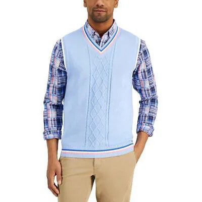 Мужской синий вязаный свитер в полоску для клубной комнаты, жилет, рубашка XL BHFO 5821