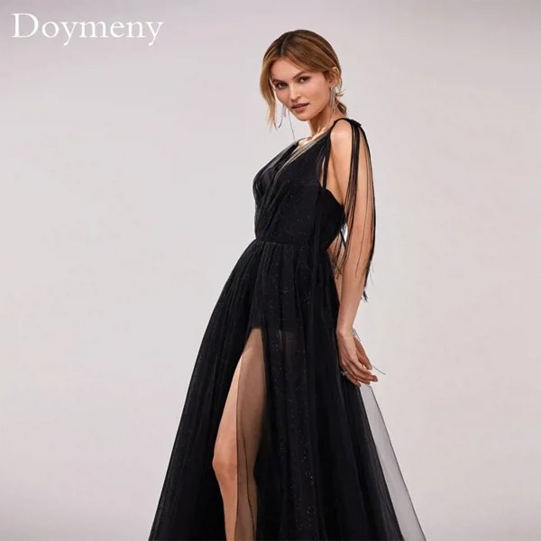 Doymeny 2023 сексуальное вечернее платье на бретельках с высоким разрезом спереди с V-образным вырезом на молнии сзади без рукавов Vestidos Elegantes