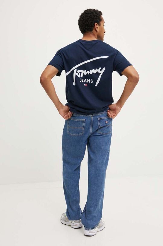 Хлопковая футболка Tommy Jeans, темно-синий