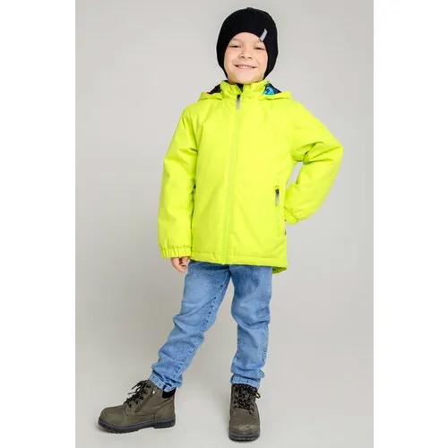 Джинсовая куртка crockid, размер 104-110/56/52, бежевый, желтый