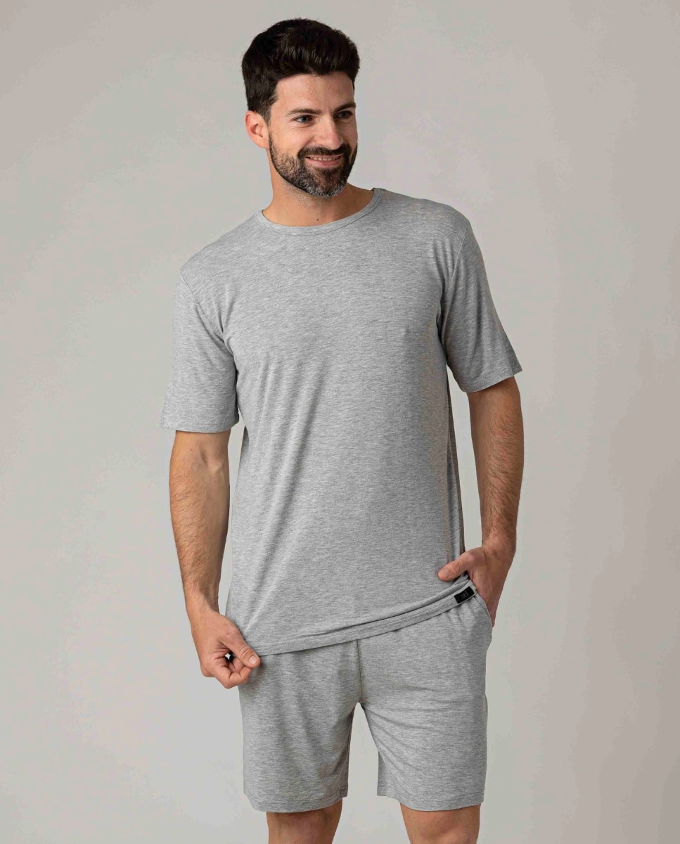 Короткая мужская пижама из модала насыщенного серого цвета. ZD, светло-серый