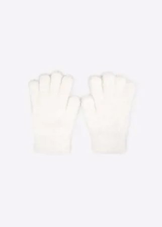 Пушистые белые перчатки женские Gloria Jeans