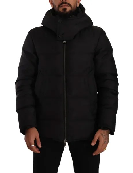 Куртка DOLCE - GABBANA Черное пальто с капюшоном из полиэстера, зимнее IT46/ US36/S Рекомендуемая розничная цена 1800 долларов США
