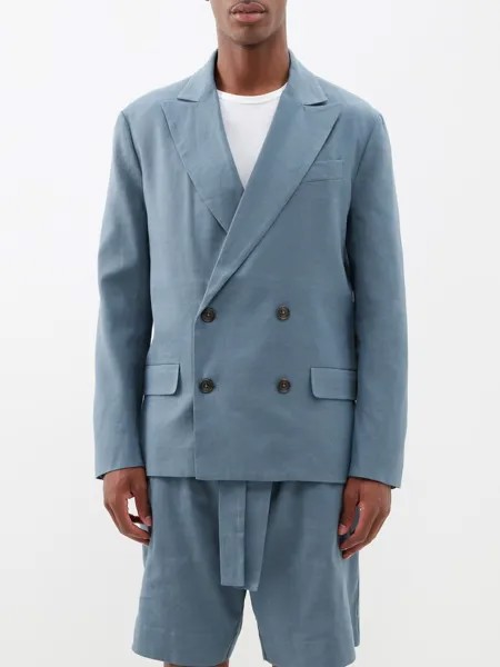 Двубортный костюмный пиджак из смесового льна Commas, синий