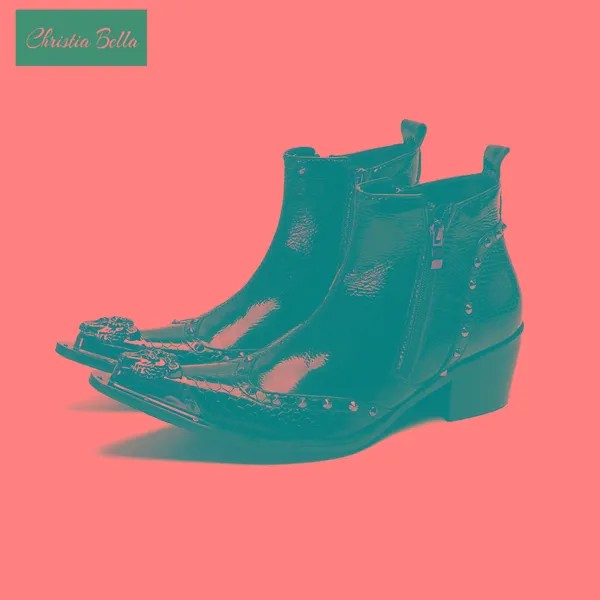 Christia Bella однотонная мужская обувь из натуральной кожи; Новинка; В модном классическом стиле; Туфли с металлическим острым носком большой Размеры молнии полусапожки