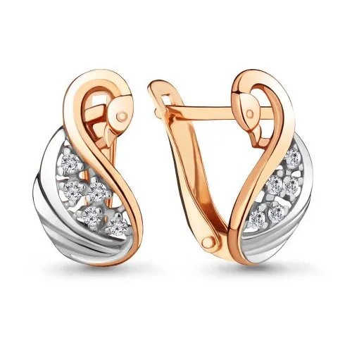 Серьги золото, 585 проба, фианит