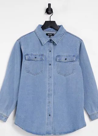 Светло-синяя oversized-рубашка от комплекта Missguided-Голубой
