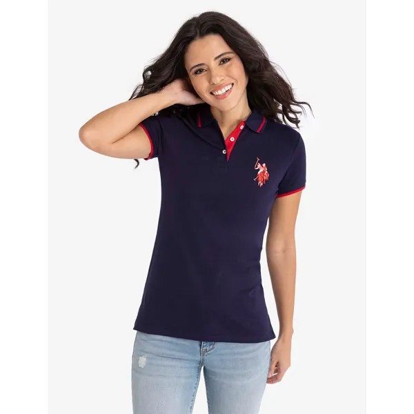 Футболка-поло U.S. Polo Assn. Multitonal Logo Solid, темно-синий