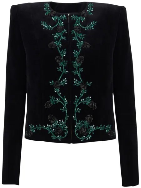 Balmain бархатная куртка с вышивкой, черный