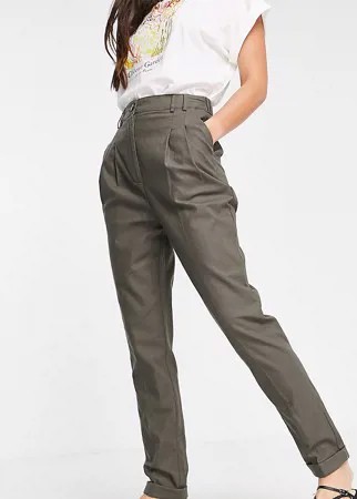 Узкие брюки-галифе с завышенной талией из льна цвета хаки ASOS DESIGN Tall-Зеленый цвет