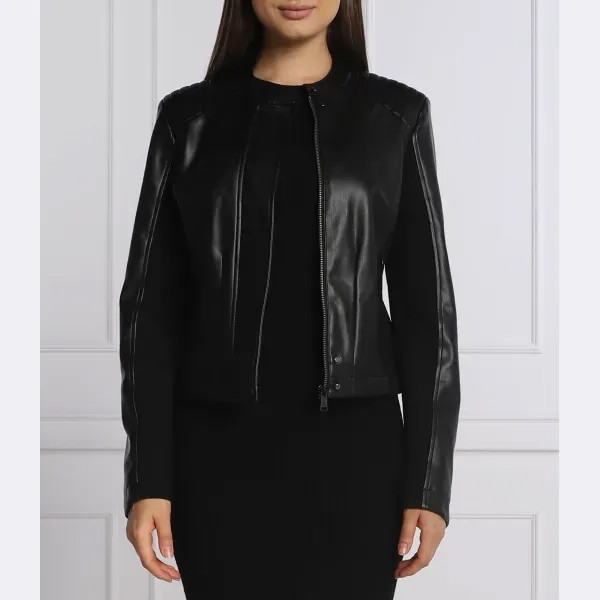 Новая кожаная куртка Flametta стандартного кроя Guess, черный