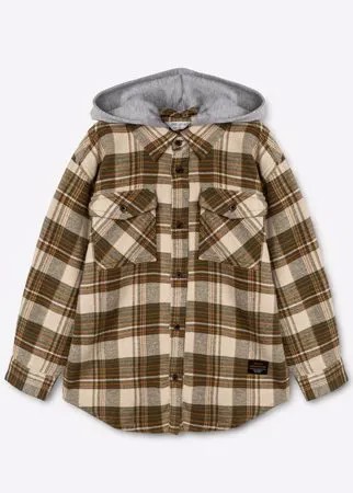 Клетчатая куртка-рубашка oversize с капюшоном для мальчика Gloria Jeans